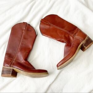 Dingo Vintage leather cowboy boots size 9 brown western heeled pull on mens